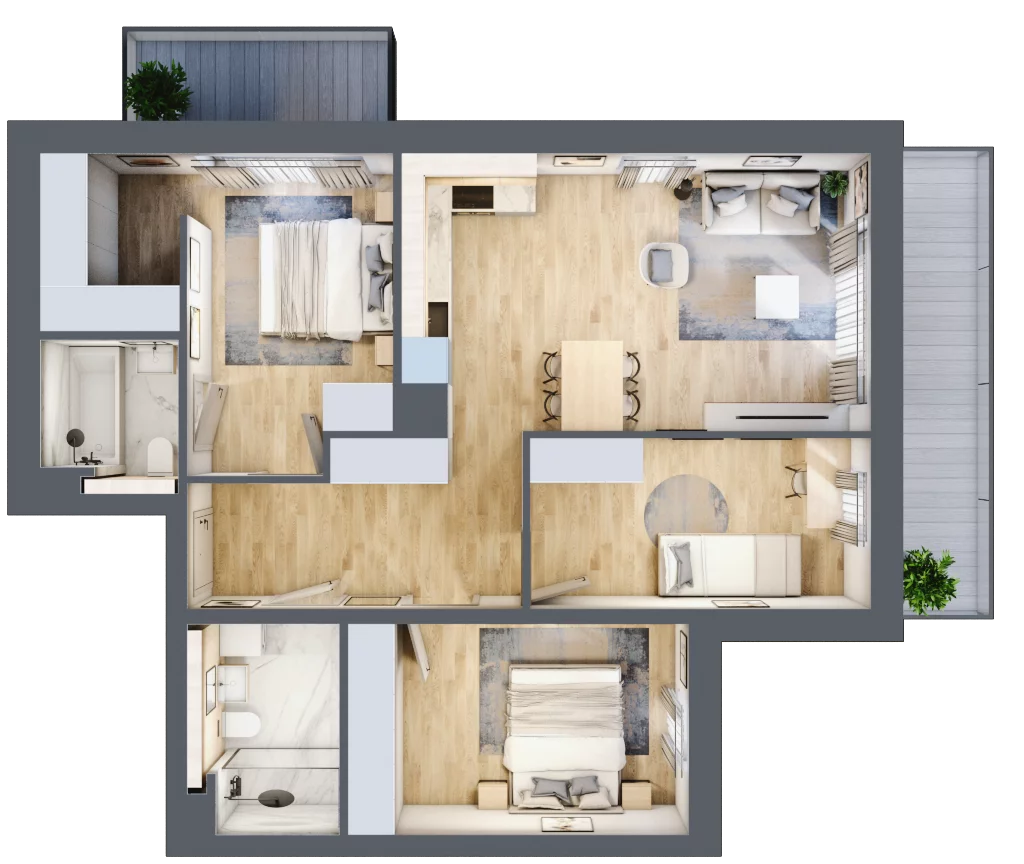 4 pokoje, mieszkanie 78,84 m², piętro 2, oferta nr C12, Tarasy Rokietnicy, Rokietnica, ul. Trakt Napoleoński