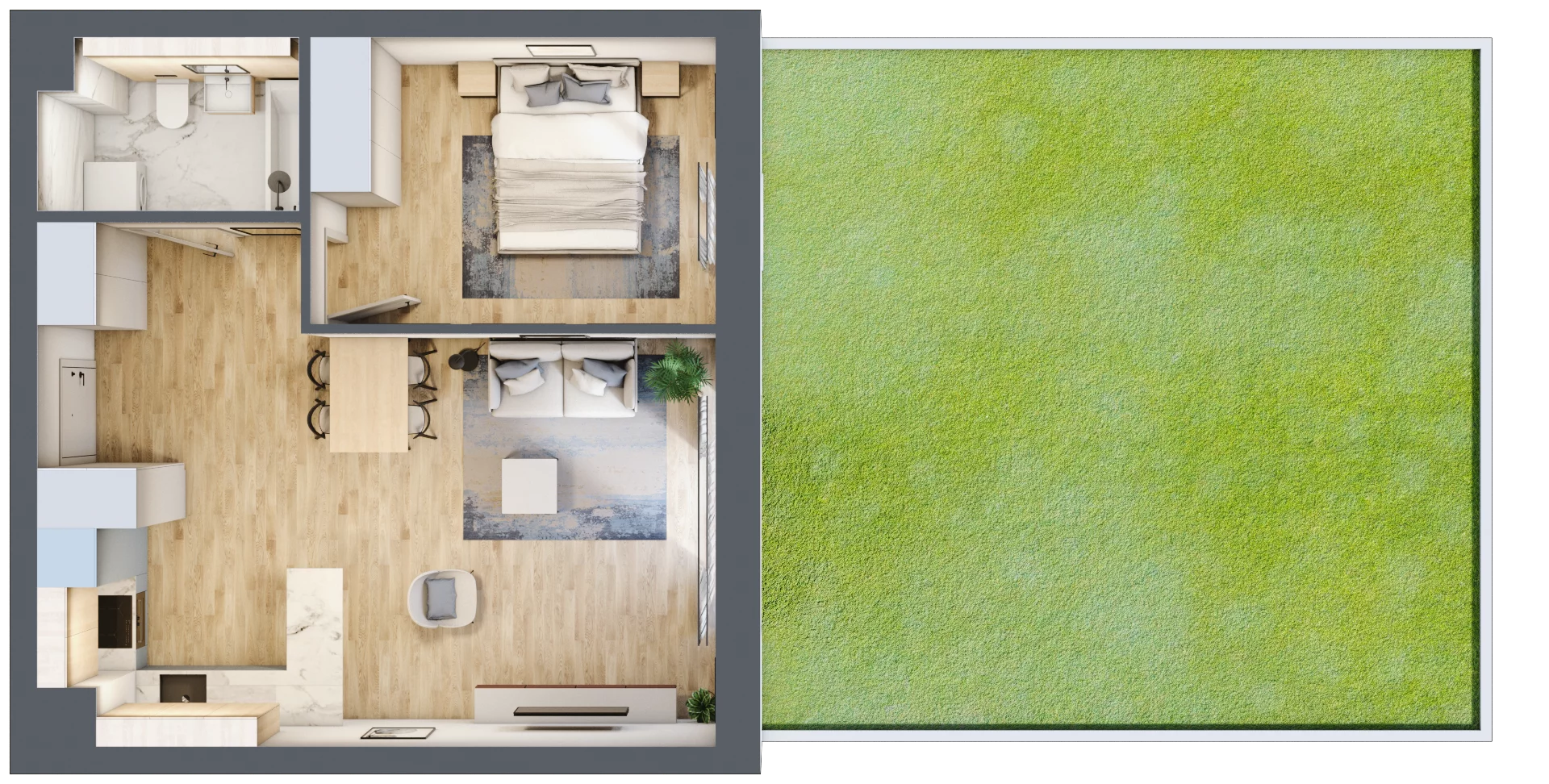 2 pokoje, mieszkanie 44,15 m², parter, oferta nr C02, Tarasy Rokietnicy, Rokietnica, ul. Trakt Napoleoński