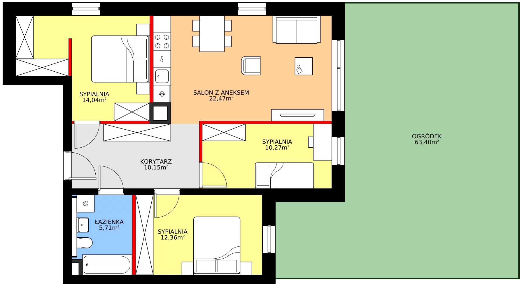 Zalety mieszkania 75 m², C01