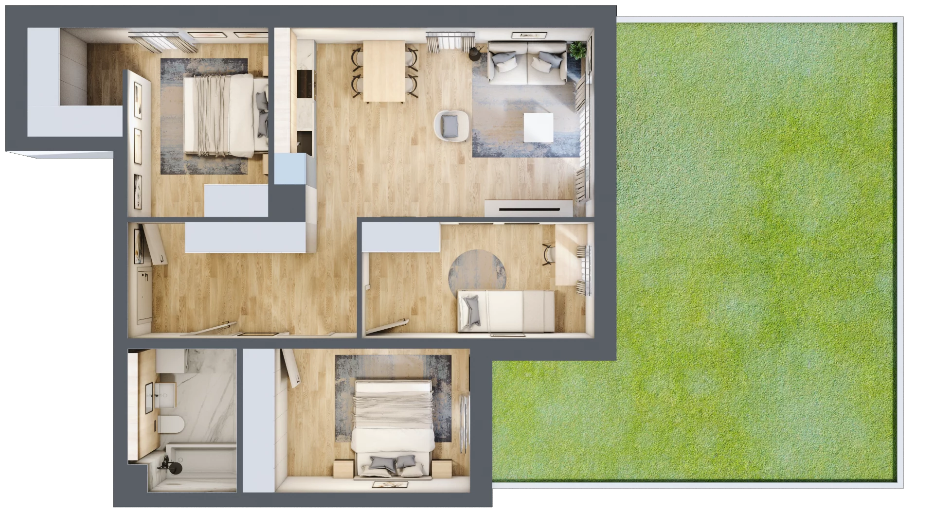4 pokoje, mieszkanie 75,00 m², parter, oferta nr C01, Tarasy Rokietnicy, Rokietnica, ul. Trakt Napoleoński