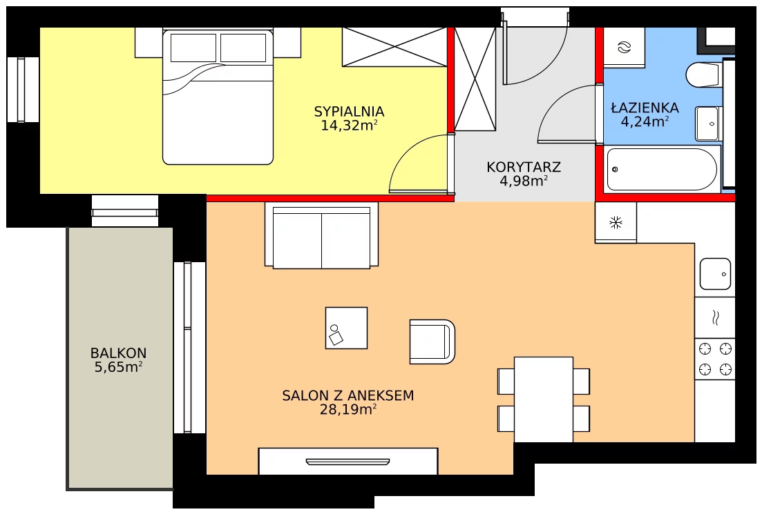 Zalety mieszkania 51.73 m², C17
