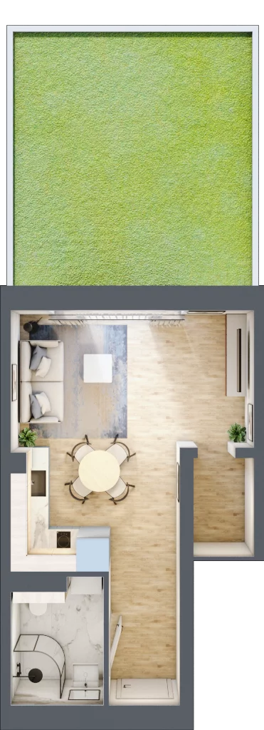 1 pokój, mieszkanie 26,42 m², parter, oferta nr 19A, Rabowice Park, Rabowice, ul. Dębowa