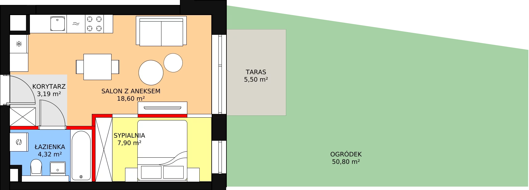 Apartament 34,01 m², piętro 1, oferta nr A01, Kamienica Calisia, Kalisz, Śródmieście, ul. Złota 20A