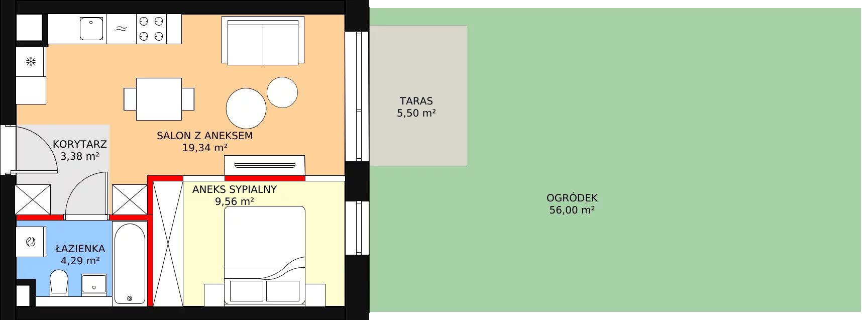 Apartament 36,57 m², piętro 1, oferta nr A04, Kamienica Calisia, Kalisz, Śródmieście, ul. Złota 20A