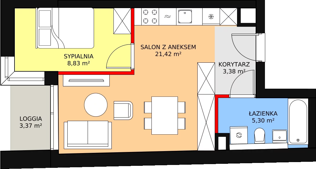 Apartament 38,93 m², piętro 1, oferta nr A06, Kamienica Calisia, Kalisz, Śródmieście, ul. Złota 20A