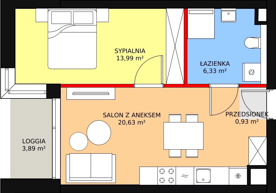 Apartament 41,88 m², piętro 1, oferta nr A07, Kamienica Calisia, Kalisz, Śródmieście, ul. Złota 20A