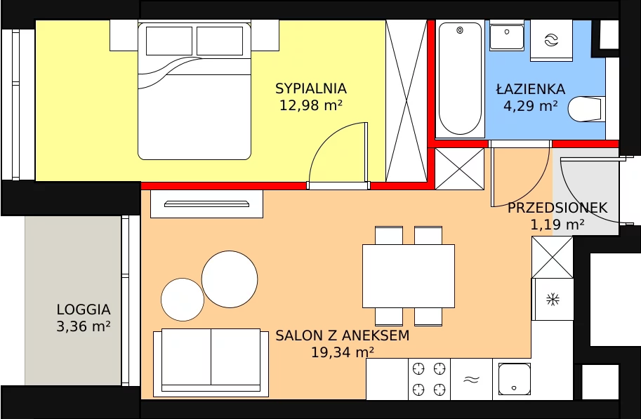 Apartament 37,80 m², piętro 1, oferta nr A09, Kamienica Calisia, Kalisz, Śródmieście, ul. Złota 20A