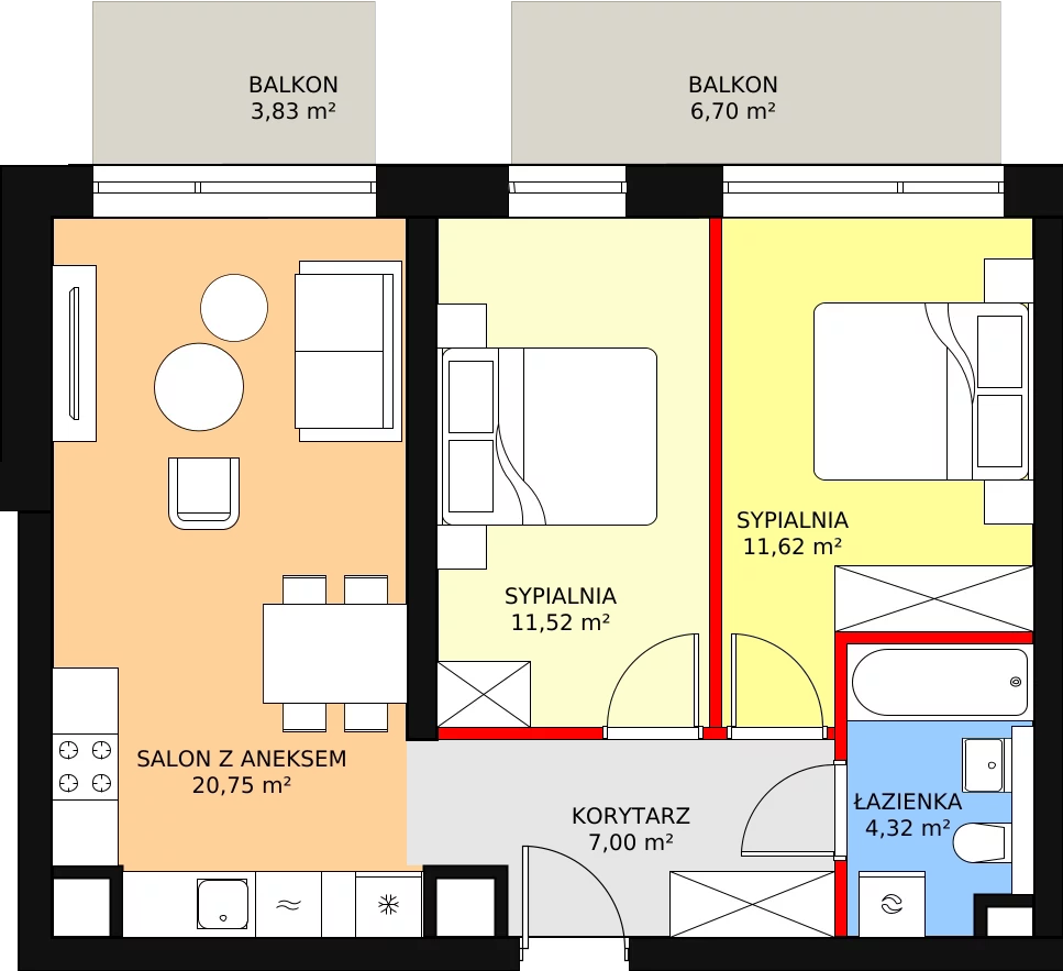 Apartament 55,21 m², piętro 2, oferta nr A12, Kamienica Calisia, Kalisz, Śródmieście, ul. Złota 20A