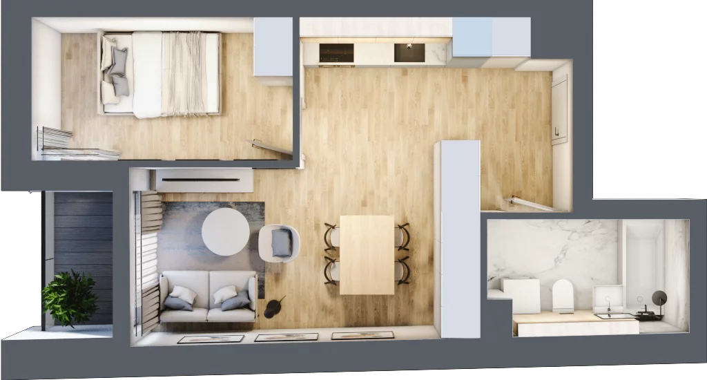 2 pokoje, mieszkanie 38,93 m², piętro 2, oferta nr A17, Kamienica Calisia, Kalisz, Śródmieście, ul. Złota 20A