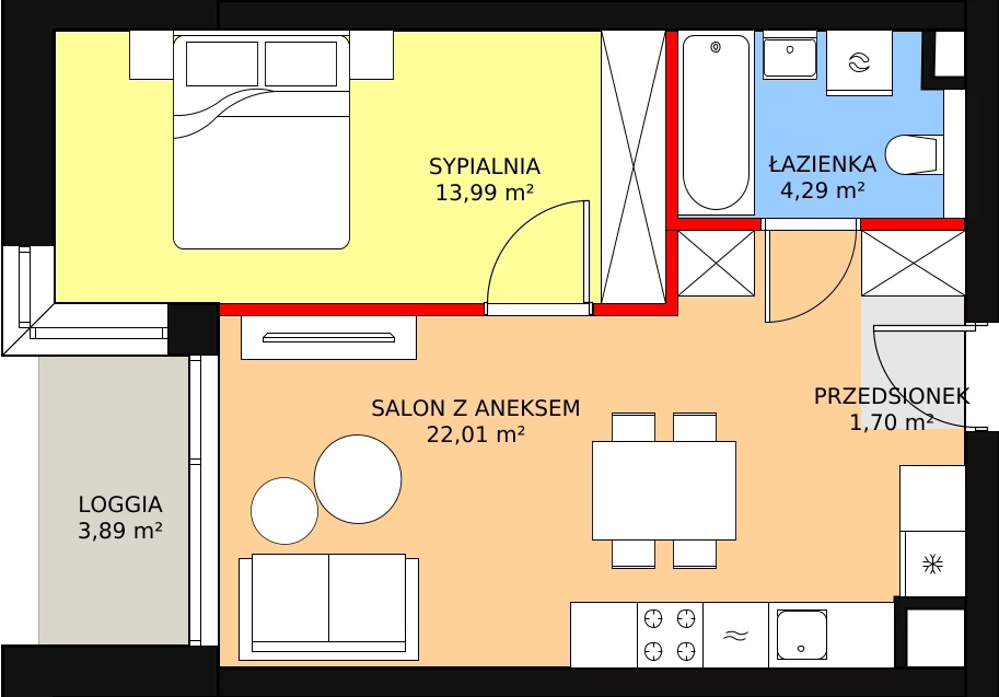 Apartament 41,99 m², piętro 2, oferta nr A18, Kamienica Calisia, Kalisz, Śródmieście, ul. Złota 20A