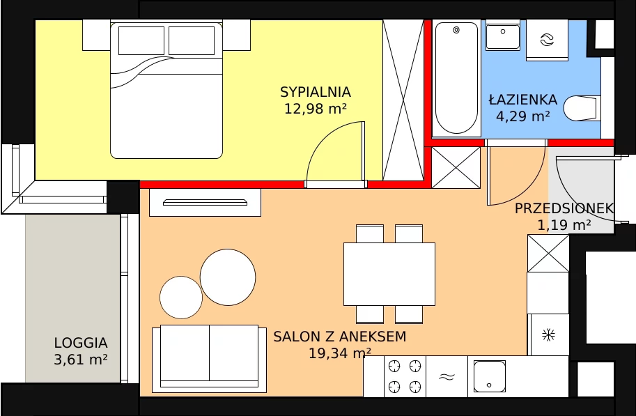 Apartament 37,80 m², piętro 2, oferta nr A19, Kamienica Calisia, Kalisz, Śródmieście, ul. Złota 20A