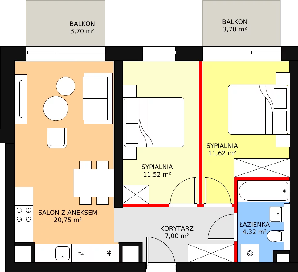 Apartament 55,21 m², piętro 3, oferta nr A23, Kamienica Calisia, Kalisz, Śródmieście, ul. Złota 20A