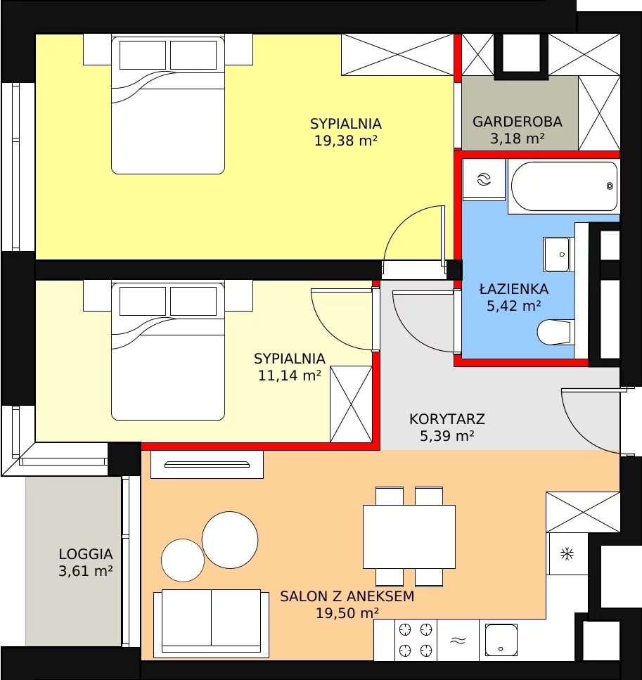 Apartament 64,01 m², piętro 3, oferta nr A32, Kamienica Calisia, Kalisz, Śródmieście, ul. Złota 20A