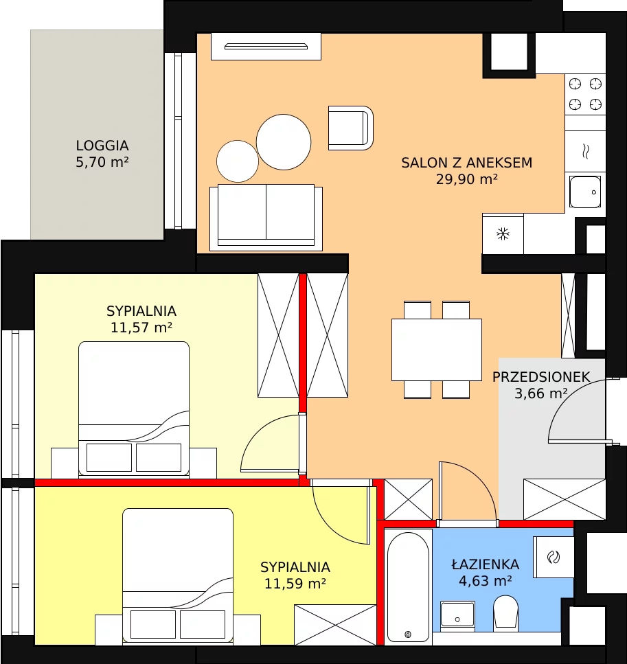 Apartament 61,35 m², piętro 4, oferta nr A38, Kamienica Calisia, Kalisz, Śródmieście, ul. Złota 20A