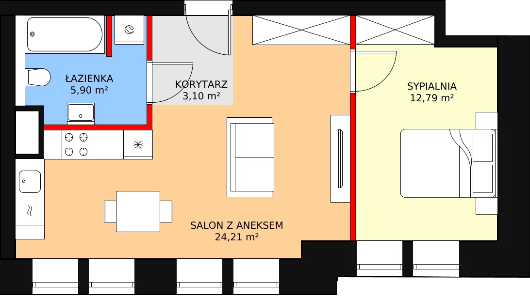 Apartament 46,64 m², piętro 1, oferta nr A/1/1, Ogrodowa 12, Poznań, Stare Miasto, Stare Miasto, ul. Ogrodowa 12