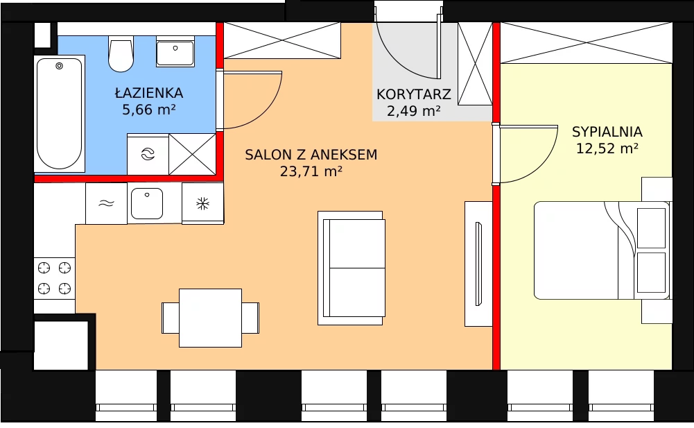 Apartament 44,79 m², piętro 1, oferta nr A/1/2, Ogrodowa 12, Poznań, Stare Miasto, Stare Miasto, ul. Ogrodowa 12