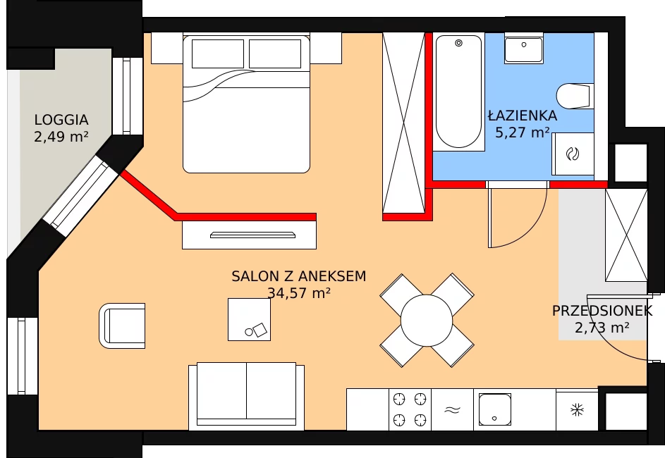 Apartament 43,02 m², piętro 1, oferta nr B/1/1, Ogrodowa 12, Poznań, Stare Miasto, Stare Miasto, ul. Ogrodowa 12