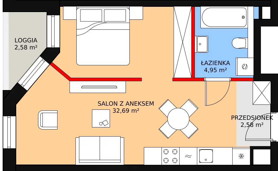 Mieszkanie 40,65 m², piętro 1, oferta nr B/1/2, Ogrodowa 12, Poznań, Stare Miasto, Stare Miasto, ul. Ogrodowa 12