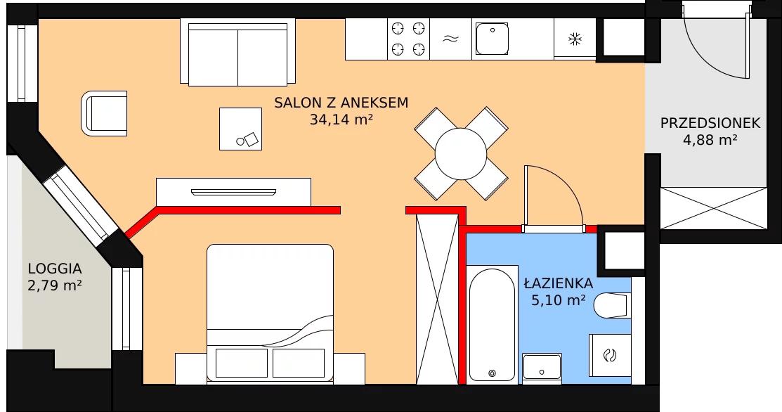 Apartament 44,58 m², piętro 1, oferta nr B/1/3, Ogrodowa 12, Poznań, Stare Miasto, Stare Miasto, ul. Ogrodowa 12