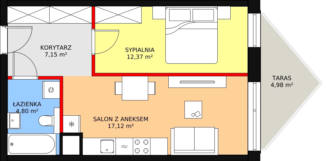 Apartament 42,29 m², piętro 1, oferta nr B/1/4, Ogrodowa 12, Poznań, Stare Miasto, Stare Miasto, ul. Ogrodowa 12