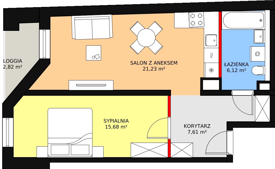 Apartament 50,92 m², piętro 1, oferta nr B/1/6, Ogrodowa 12, Poznań, Stare Miasto, Stare Miasto, ul. Ogrodowa 12