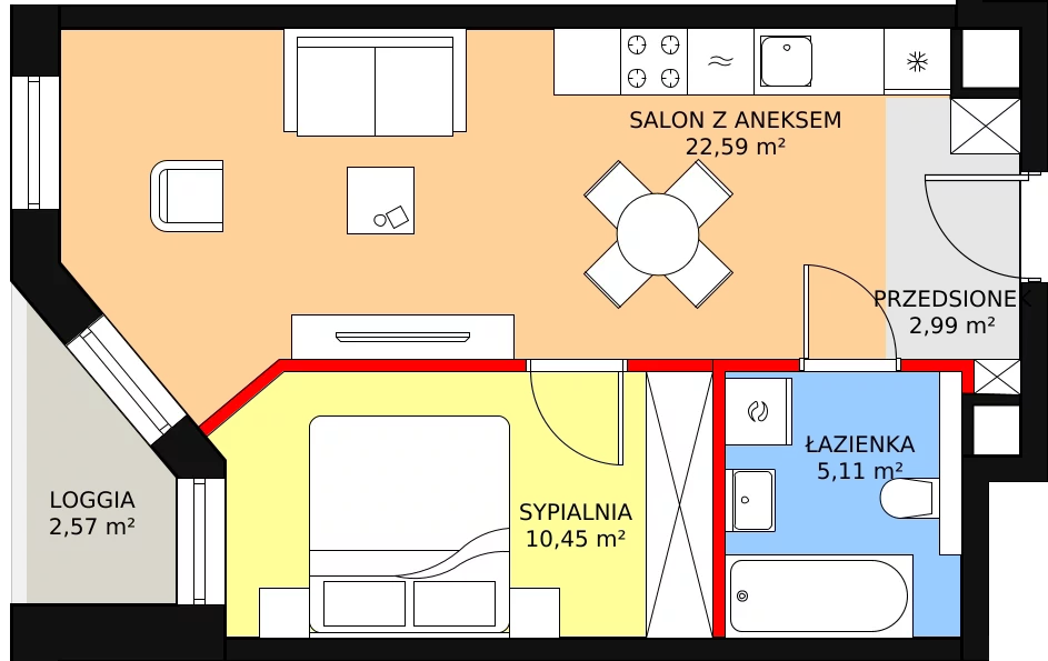 Mieszkanie 41,67 m², piętro 1, oferta nr B/1/8, Ogrodowa 12, Poznań, Stare Miasto, Stare Miasto, ul. Ogrodowa 12