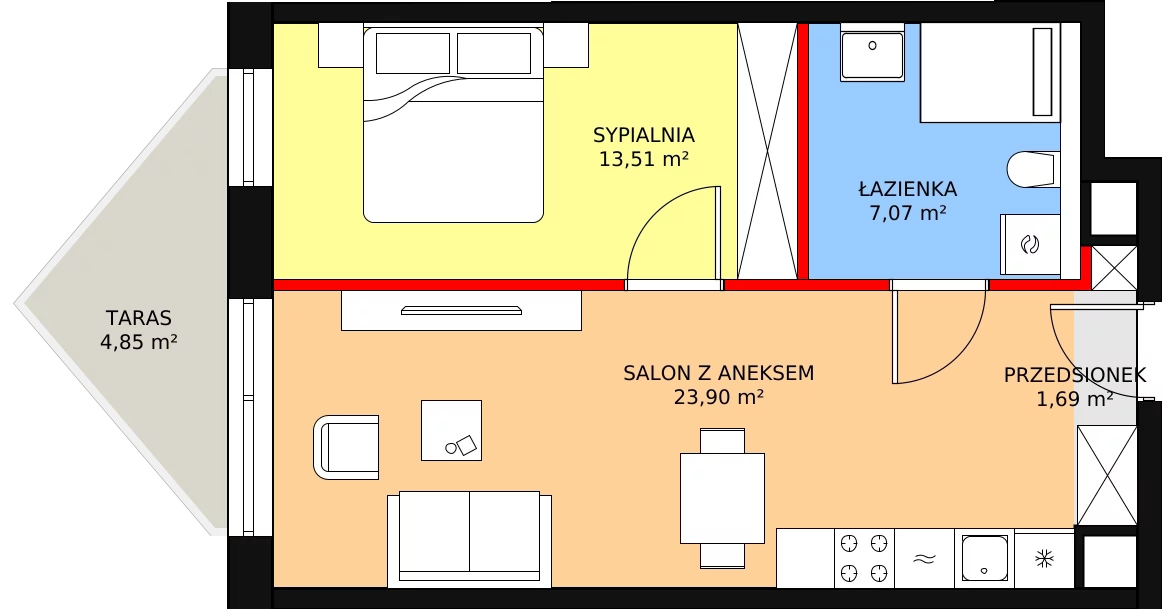 Apartament 46,75 m², piętro 2, oferta nr B/2/1, Ogrodowa 12, Poznań, Stare Miasto, Stare Miasto, ul. Ogrodowa 12