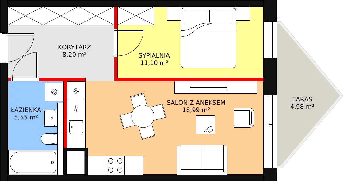 Apartament 44,70 m², piętro 2, oferta nr B/2/10, Ogrodowa 12, Poznań, Stare Miasto, Stare Miasto, ul. Ogrodowa 12