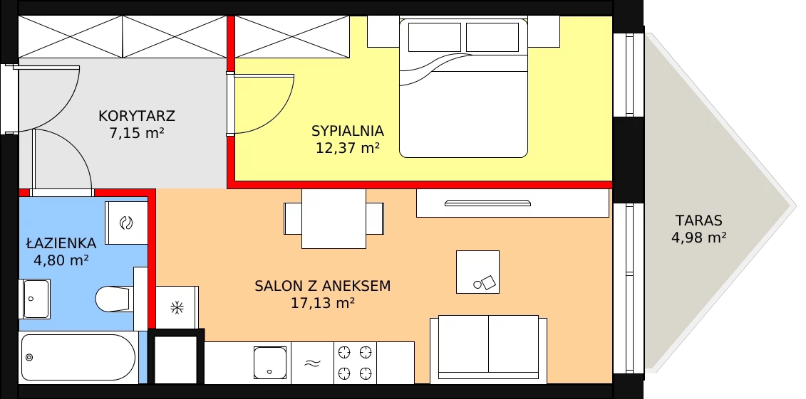 Apartament 42,30 m², piętro 2, oferta nr B/2/11, Ogrodowa 12, Poznań, Stare Miasto, Stare Miasto, ul. Ogrodowa 12