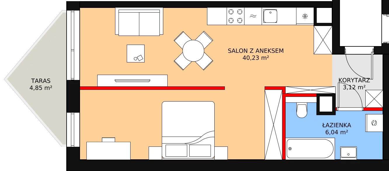 Apartament 50,03 m², piętro 2, oferta nr B/2/3, Ogrodowa 12, Poznań, Stare Miasto, Stare Miasto, ul. Ogrodowa 12