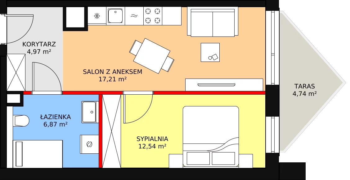 Apartament 42,17 m², piętro 2, oferta nr B/2/4, Ogrodowa 12, Poznań, Stare Miasto, Stare Miasto, ul. Ogrodowa 12