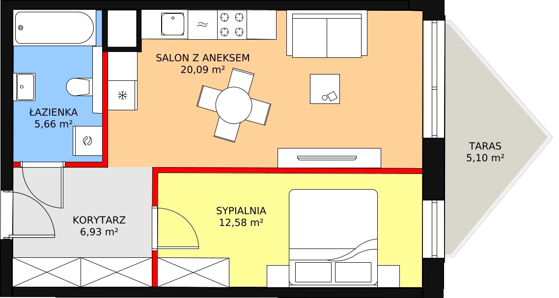 Apartament 46,12 m², piętro 2, oferta nr B/2/6, Ogrodowa 12, Poznań, Stare Miasto, Stare Miasto, ul. Ogrodowa 12