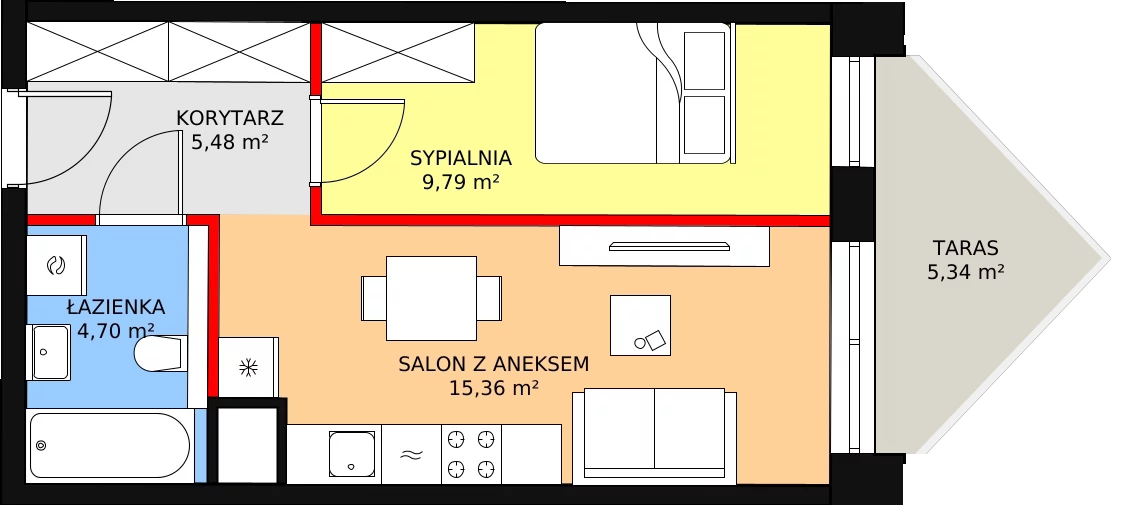 Mieszkanie 36,11 m², piętro 2, oferta nr B/2/7, Ogrodowa 12, Poznań, Stare Miasto, Stare Miasto, ul. Ogrodowa 12