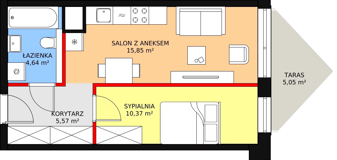 Mieszkanie 37,25 m², piętro 2, oferta nr B/2/8, Ogrodowa 12, Poznań, Stare Miasto, Stare Miasto, ul. Ogrodowa 12