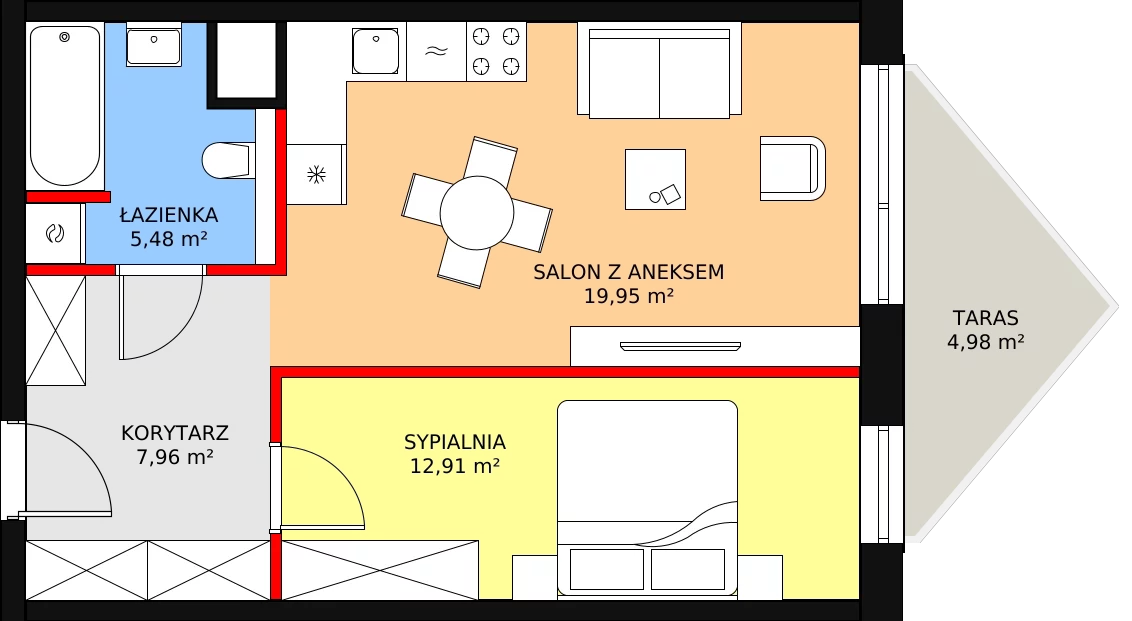 Apartament 47,19 m², piętro 2, oferta nr B/2/9, Ogrodowa 12, Poznań, Stare Miasto, Stare Miasto, ul. Ogrodowa 12