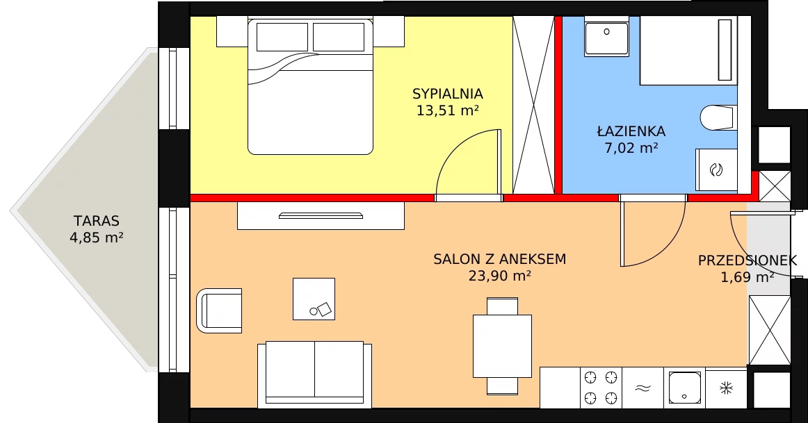 Apartament 46,70 m², piętro 3, oferta nr B/3/1, Ogrodowa 12, Poznań, Stare Miasto, Stare Miasto, ul. Ogrodowa 12