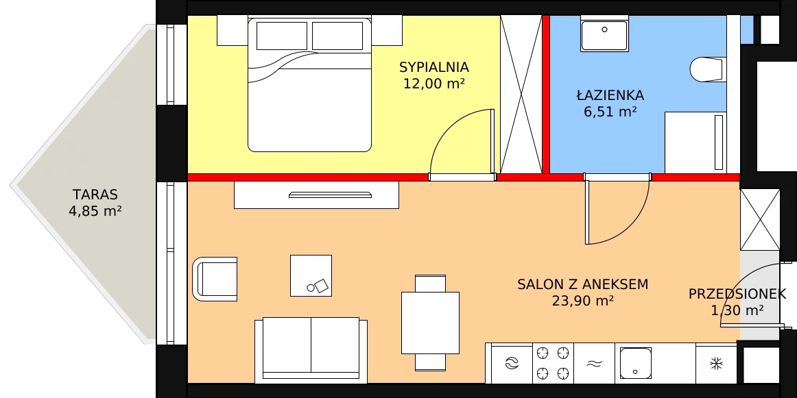 Apartament 44,27 m², piętro 3, oferta nr B/3/2, Ogrodowa 12, Poznań, Stare Miasto, Stare Miasto, ul. Ogrodowa 12