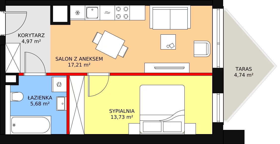 Apartament 42,22 m², piętro 3, oferta nr B/3/4, Ogrodowa 12, Poznań, Stare Miasto, Stare Miasto, ul. Ogrodowa 12