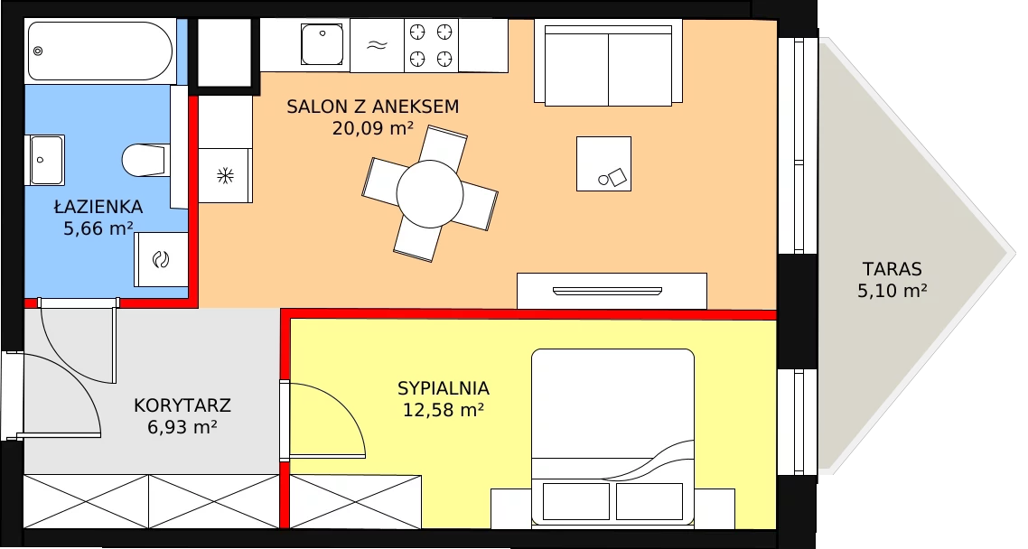 Apartament 46,12 m², piętro 3, oferta nr B/3/6, Ogrodowa 12, Poznań, Stare Miasto, Stare Miasto, ul. Ogrodowa 12