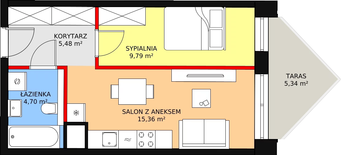 Mieszkanie 36,11 m², piętro 3, oferta nr B/3/7, Ogrodowa 12, Poznań, Stare Miasto, Stare Miasto, ul. Ogrodowa 12