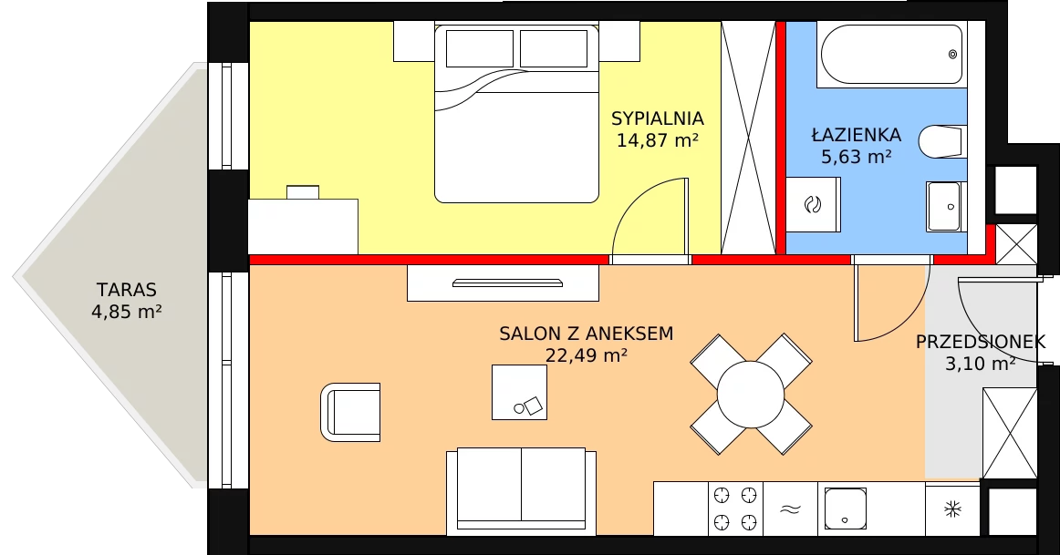 Apartament 46,73 m², piętro 4, oferta nr B/4/1, Ogrodowa 12, Poznań, Stare Miasto, Stare Miasto, ul. Ogrodowa 12