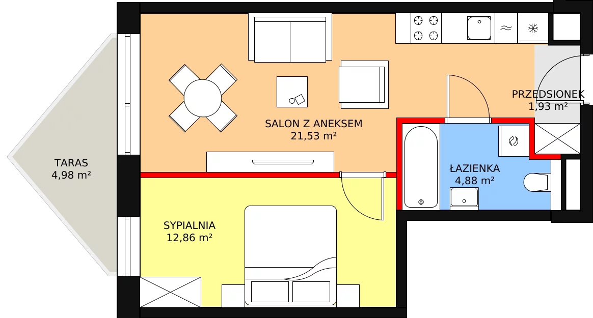 Mieszkanie 41,75 m², piętro 4, oferta nr B/4/16, Ogrodowa 12, Poznań, Stare Miasto, Stare Miasto, ul. Ogrodowa 12