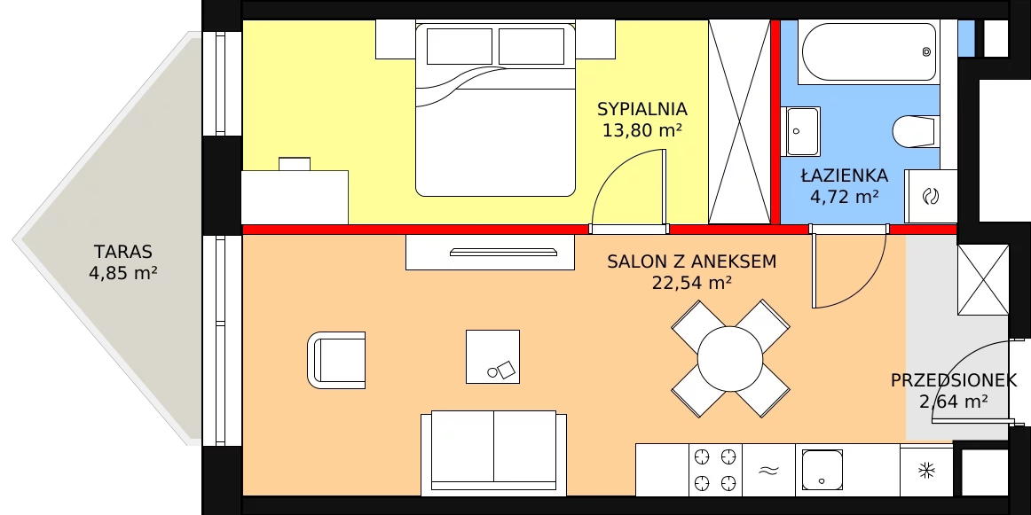 Apartament 44,36 m², piętro 4, oferta nr B/4/2, Ogrodowa 12, Poznań, Stare Miasto, Stare Miasto, ul. Ogrodowa 12