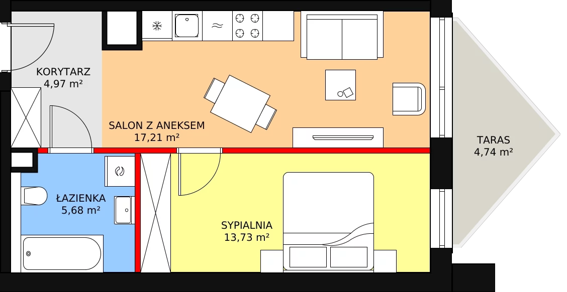 Apartament 42,22 m², piętro 4, oferta nr B/4/4, Ogrodowa 12, Poznań, Stare Miasto, Stare Miasto, ul. Ogrodowa 12