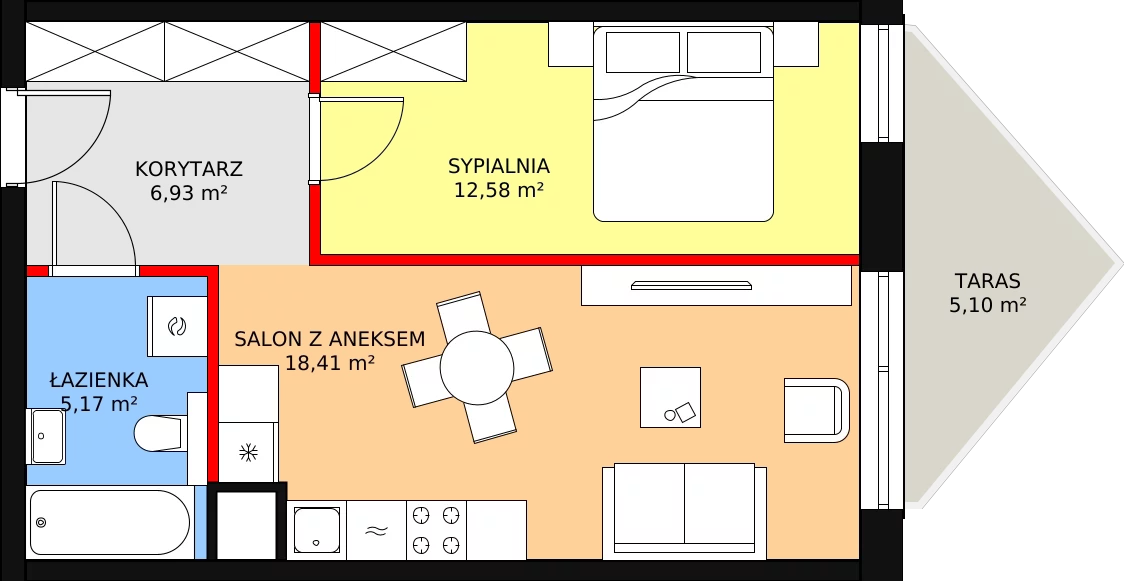 Apartament 43,95 m², piętro 4, oferta nr B/4/5, Ogrodowa 12, Poznań, Stare Miasto, Stare Miasto, ul. Ogrodowa 12