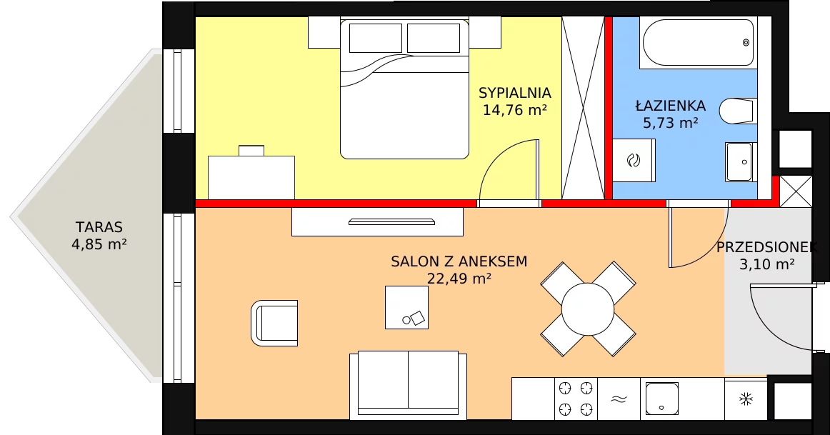 Apartament 46,71 m², piętro 5, oferta nr B/5/1, Ogrodowa 12, Poznań, Stare Miasto, Stare Miasto, ul. Ogrodowa 12