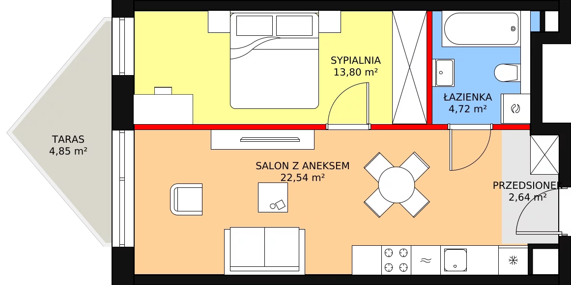 Apartament 44,36 m², piętro 5, oferta nr B/5/2, Ogrodowa 12, Poznań, Stare Miasto, Stare Miasto, ul. Ogrodowa 12