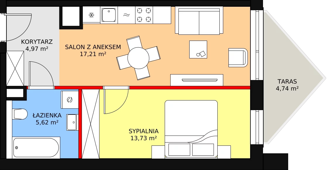 Mieszkanie 42,16 m², piętro 5, oferta nr B/5/4, Ogrodowa 12, Poznań, Stare Miasto, Stare Miasto, ul. Ogrodowa 12