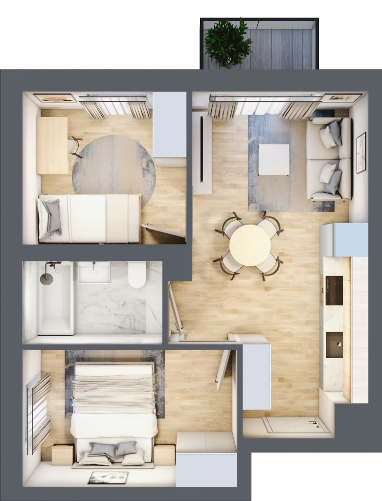 3 pokoje, mieszkanie 41,56 m², piętro 1, oferta nr F15, Osiedle Gwiazdowo, Gwiazdowo, ul. Mikołaja Kopernika