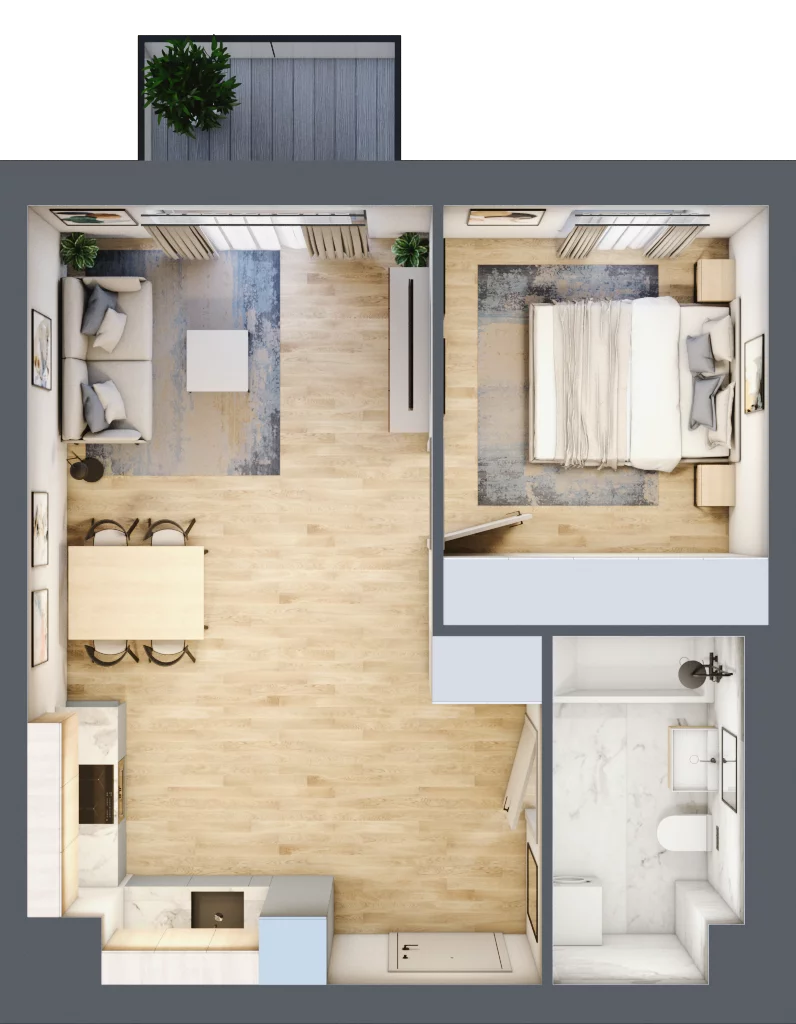 2 pokoje, mieszkanie 36,59 m², piętro 1, oferta nr F20, Osiedle Gwiazdowo, Gwiazdowo, ul. Mikołaja Kopernika